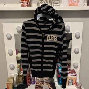 GBG Los Angeles Black and Gray Striped women’s Hoodie medium